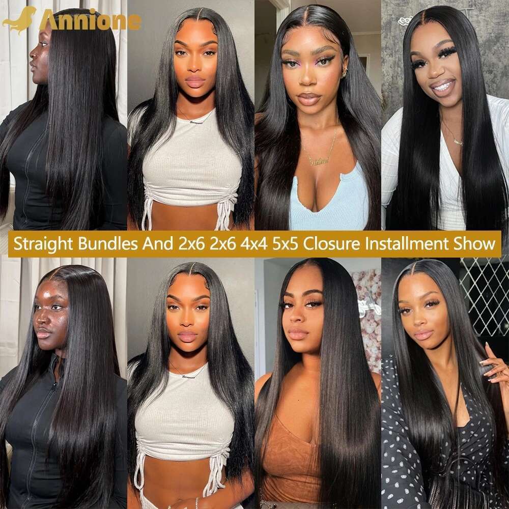 Straight With 2x6 4X4 5X5 Closure 24 Inch 12A Brazilian Weave Raw Human Hair Bundles