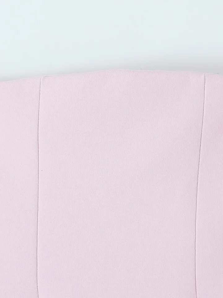 SIYANG Women Fashion Pink Patchwork Pleated Side Zipper Midi Dress Vintage Strapless Slash Neck Female Chic Lady Dresses 250604