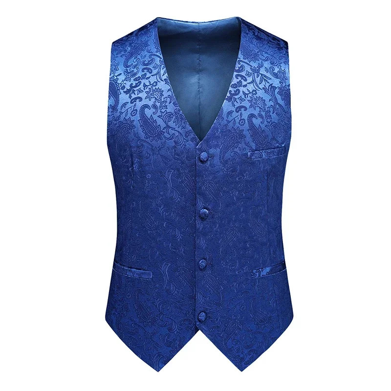 Mens Sleeveless Waistcoat Singlebreasted Vneck Business Vest Wedding Party Men Vests Blue Red Black Asian Size M6XL 250605Z