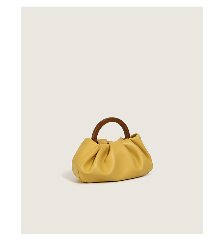 Women's new niche design fashionable wooden handle pleated cloud handbag designer large capacity women's crossbody bag