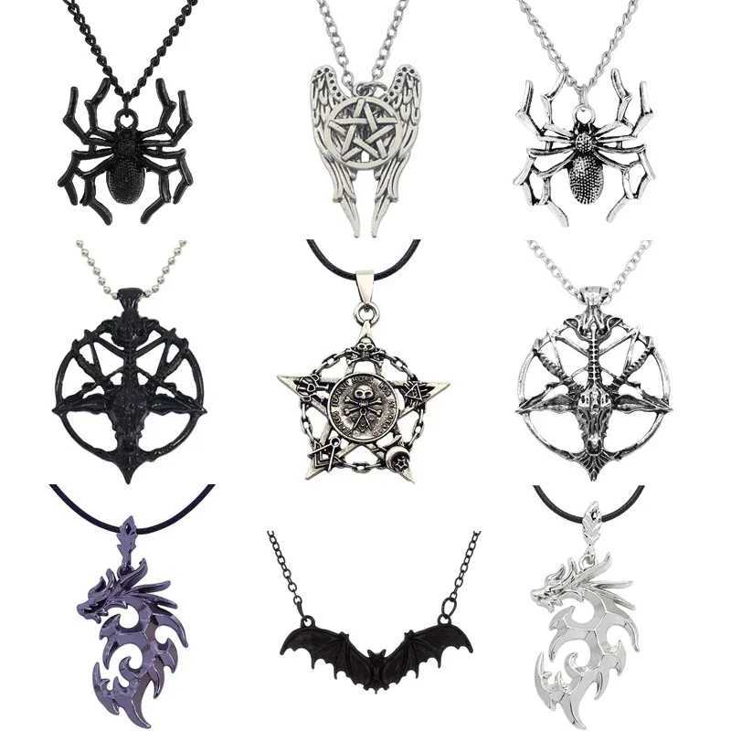 Punk Inverted Pentagram Star God Goat Head Pendant Necklace Satan Mysterious Metal DIY Necklace Jewelry Gift Cool Thing XJ250604
