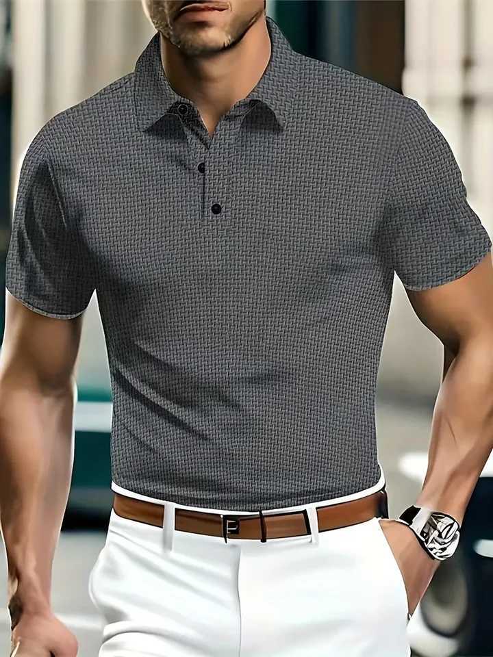 2025 yaz erkek modas polo gmleinin elastik kuma tasarm golf oynamak iin uygundur XJ250605