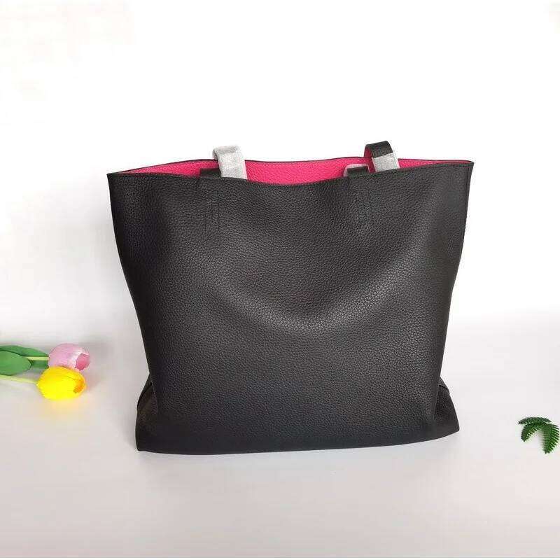 VOAETEC 2025 First-Layer Cowhide Tote Double-Sided Real Leather Shopping Women's Vintage Casual Versatile Portable Bag 2025/06/05