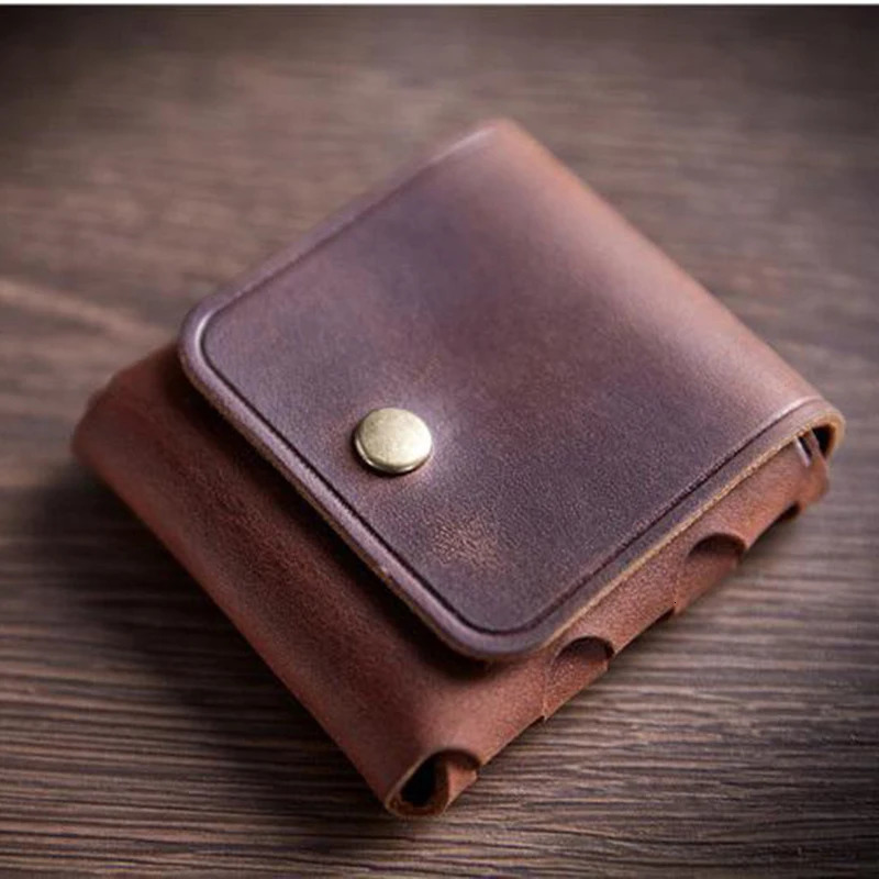 100% Genuine Leather Coin Purse For Men Women Female Cowhide Vintage Small Mini Money Bag Earphone Line Case Change Pouch Holder 250605