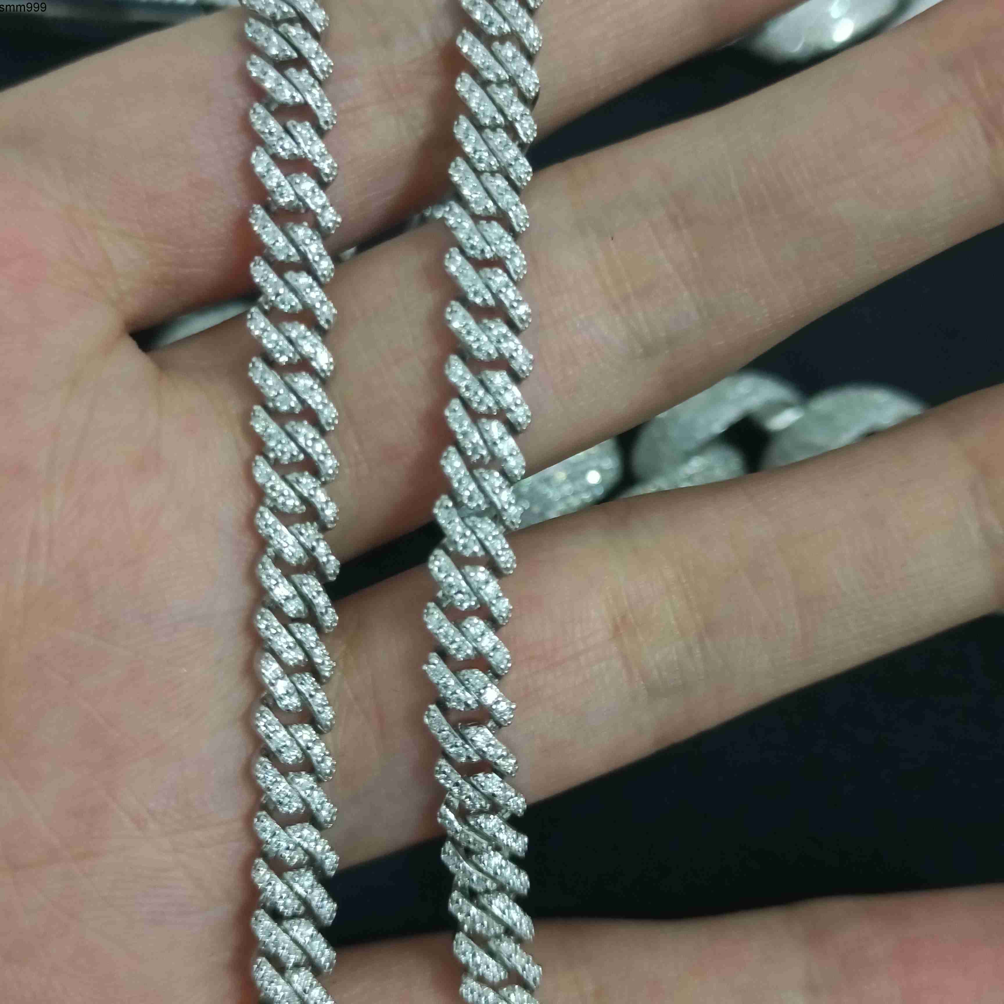 Best Selling S925 Silver D VVS1 Moissanite Diamond 5MM One Row Hip Hop Cuban Link Chain Necklace