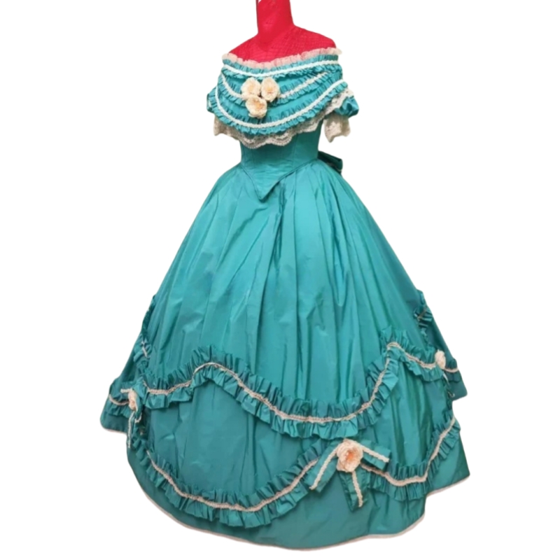 Medieval Renaissance Prom Dresses 18th Century Historical Victorian Ball Gown Women Dress Ruffle Floor Length Satin Vintage Gorgeous Court Special Occ