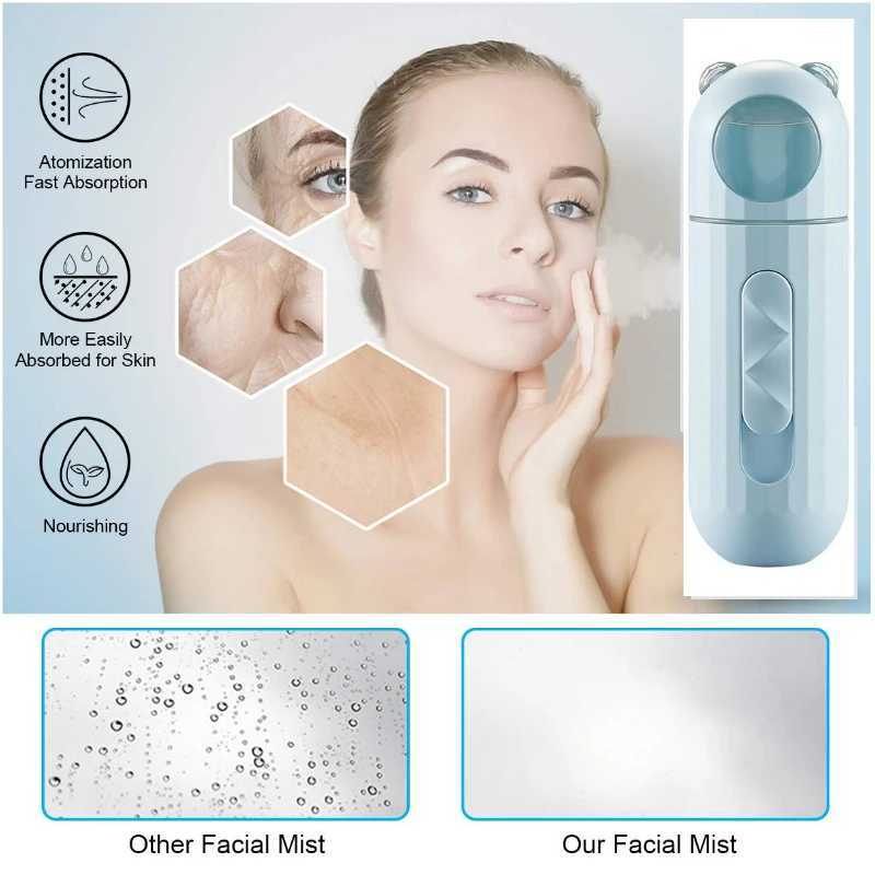 Nano Facial Mister Portable Cool Mist Facial Steamer Handy Mist Sprayer for Face Moisturizing Hydrating Mini USB RechargeableXJ250607