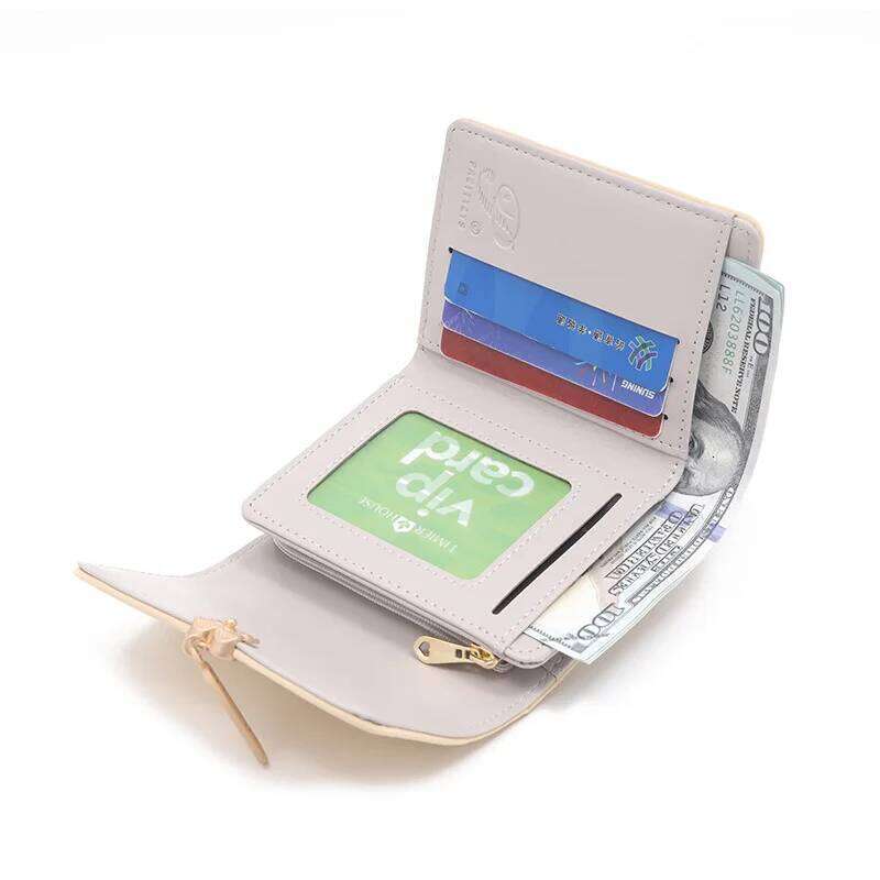 Wallet short summer new women's flower pendant three fold bag large capacity folding multi-functional student coin