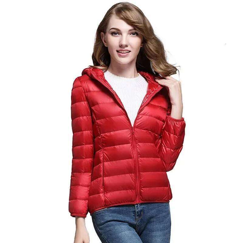 Winter Women's Light Down Hooded Jacket,Red Blue Khaki Green Available,European Size S-XXL,Women Coats