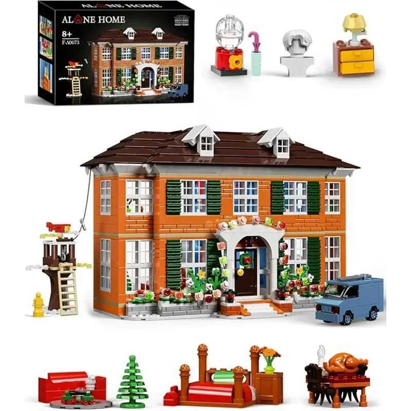 Home-Alone House Building Kits Forest Cabin Cottage Train Twister Blocks Toy Decor Office Display Set (1138 Pcs) W250605