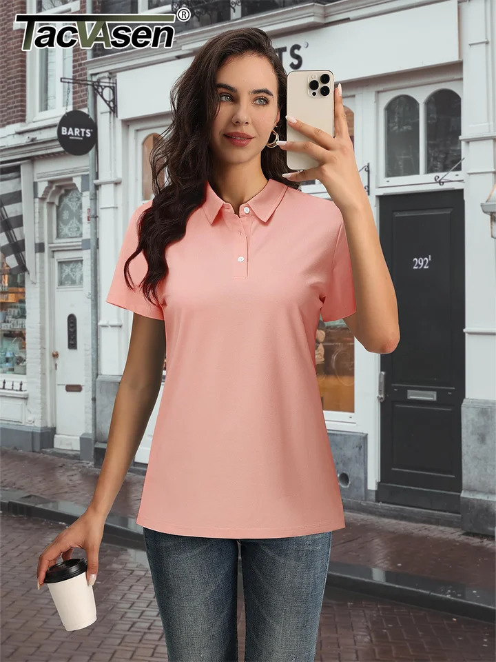 TACVASEN Summer Polo Shirts Womens Cool Ice Silk Short Sleeve Shirt Breathable Quick Dry Casual Golf Pullover Tee Tops 250604