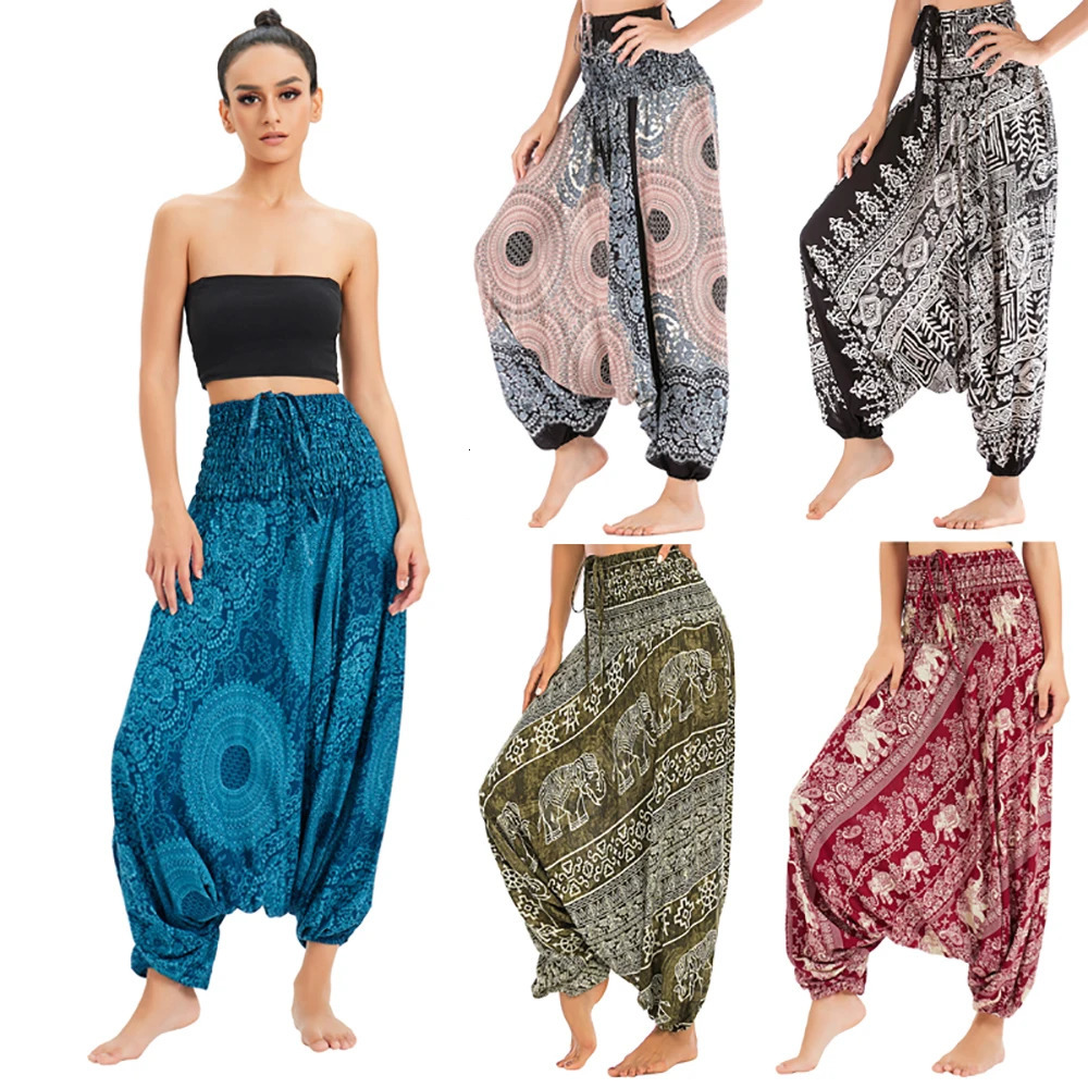 Bohemian Pants Women Pantalones Mujer Hippie High Waist Rayon Harem Baggy Boho Yoga Beach Wear For Printed Feminine Calca 250604
