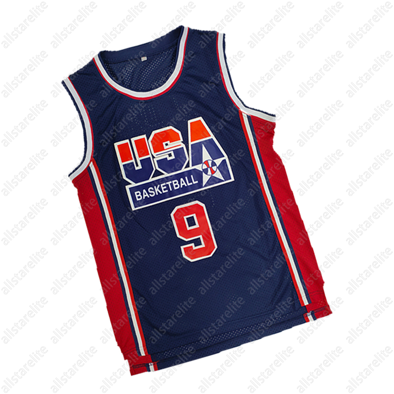 Men 9 Blue Embroidered Polyester Sports Basketball Jersey, Crew Neck Loose Fit Basketball Tank Top For Daily And Training Wear