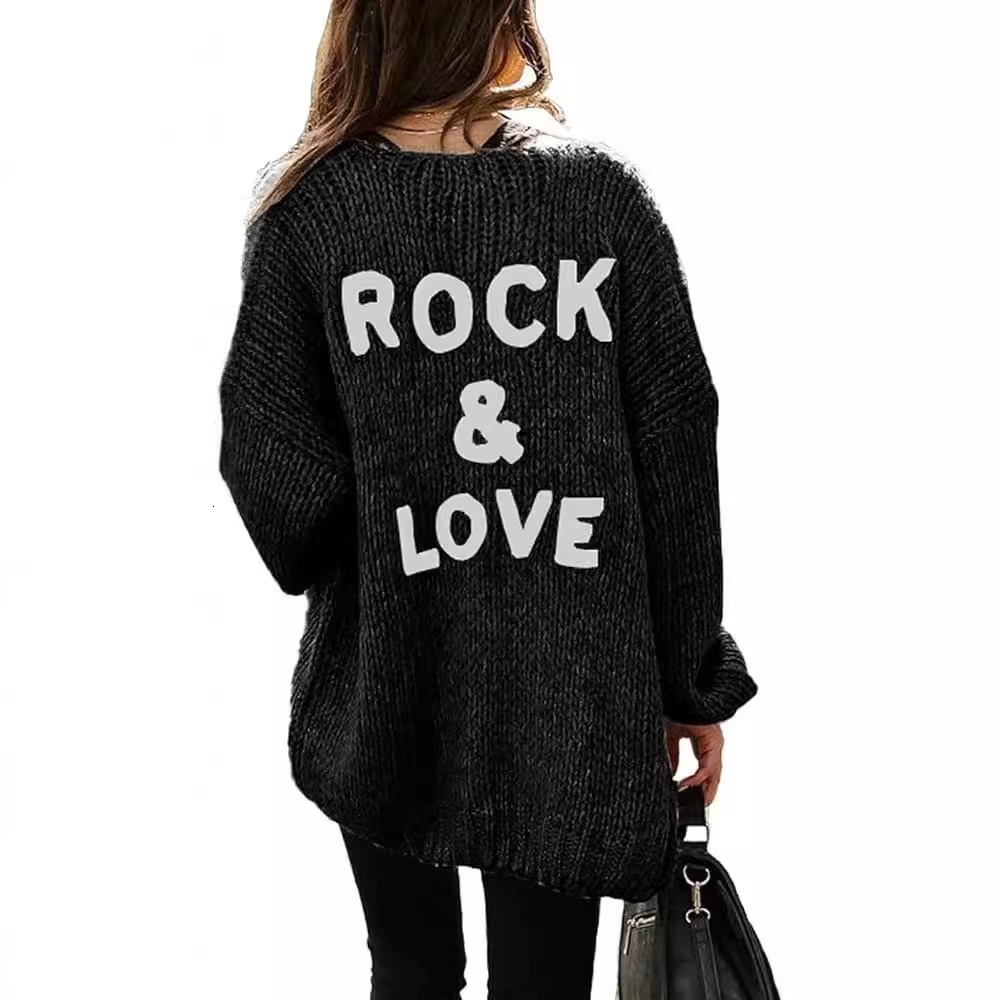 Womens Long Knit Cardigan Sweater Coat No Buttons Loose Fit Outerwear Sweater Top 220923