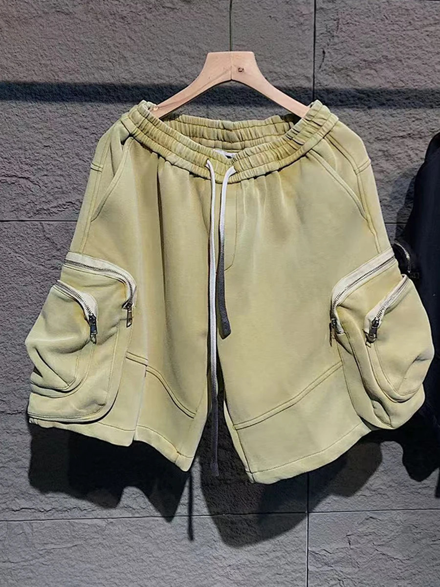 Mauroicardi Spring Summer Loose Casual Soft Baggy Cargo Shorts for Men Elastic Waist Drawstring Short Knee Length Pants Clothes 250604