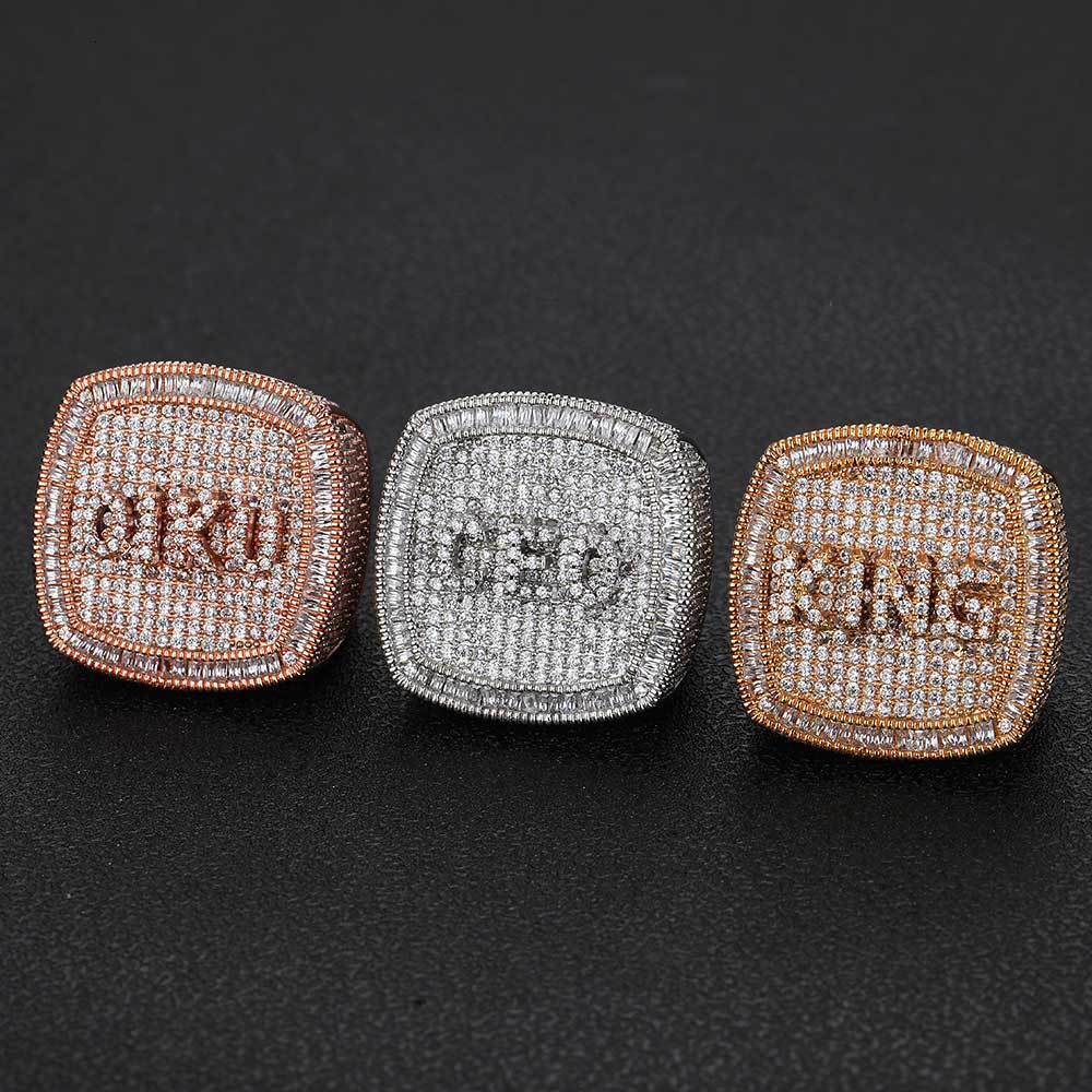 Jewelry DIY Letter Hip Hop Ring Fashion Brand Personalized Copper Set Moissanite Ring Mens Ring moissanite