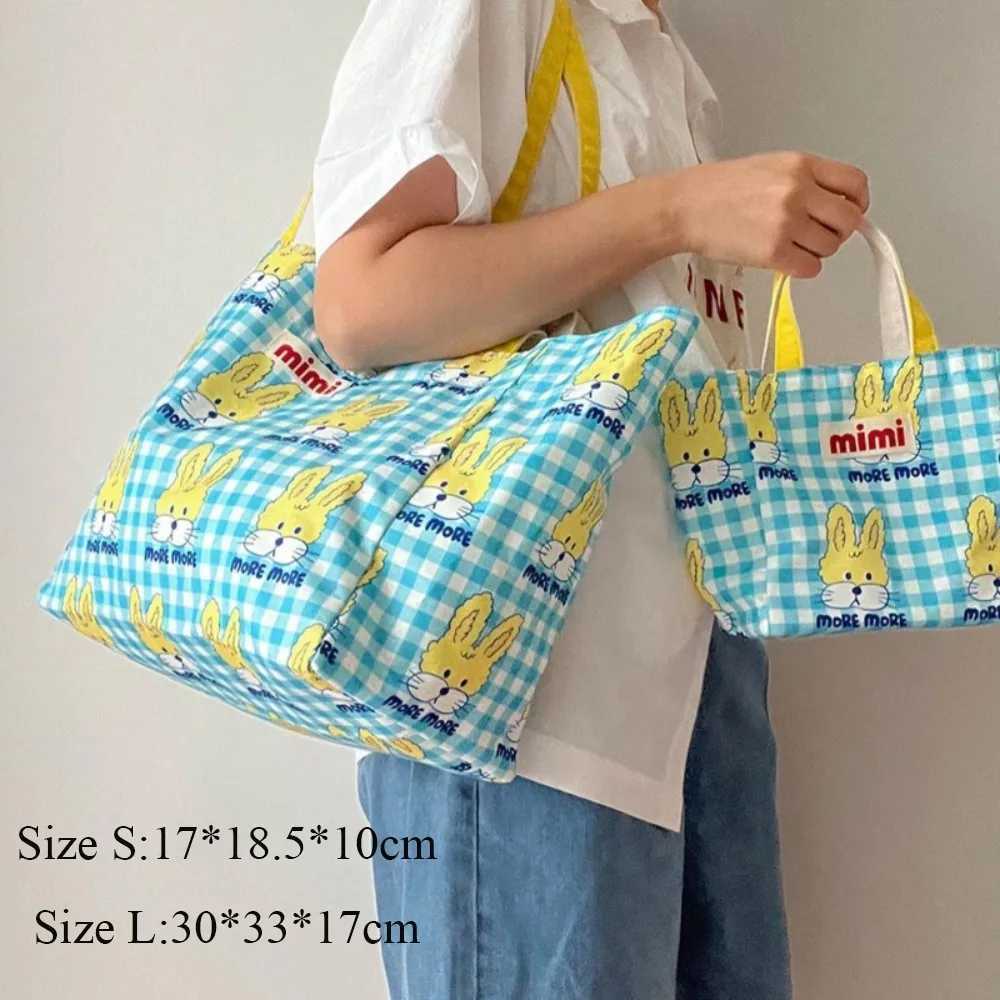 Cute Print Oxford Cloth Storage Bag Square Shape Beach Bag Large Capacity Lunch Bag Portable Shoulder Bag Creative Handbag XJ250605