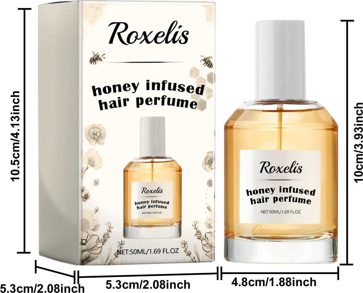 Roxelis 50ml Honey Infused Hair Perfume Spray Hair Fragrance Anti Frizz Smooth Nourish Repair Dry Moisturize Hair Care Perfume W250605
