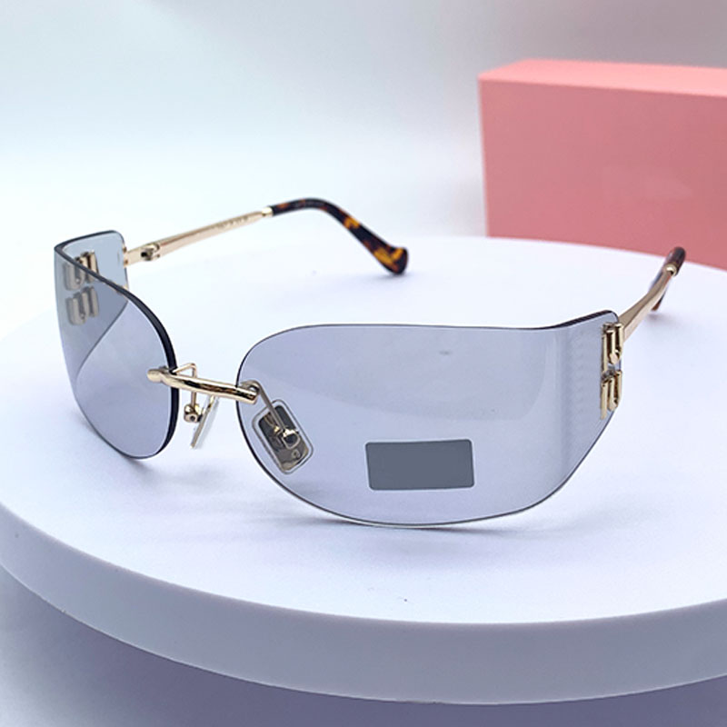 25ss Popular Rectangular Sunglasses MUA51S Designer Ultra Light Frame Curved Rimless Lens Sunglasses Modern Women Delicate Vacation Beach Glasses