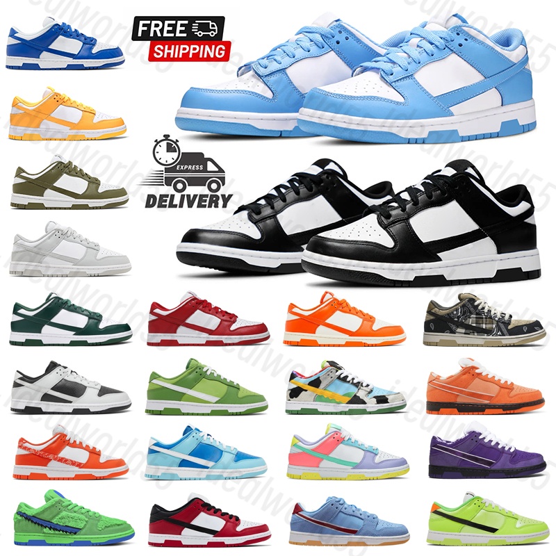 designer shoes panda black white Grey Fog leather rubber Breathable Patchwork univrtsity Blue Medium Olive Green free shipping mens shoes sneakers 36-45