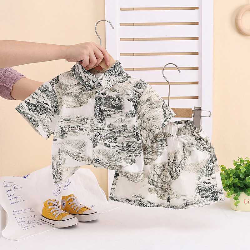 Summer Outfit for Kids Boys Girls Childrens Clothing Set Childrens Top and Bottom Clothes Cotton Shirt Short Sleeve 2pcs/Sets R250605