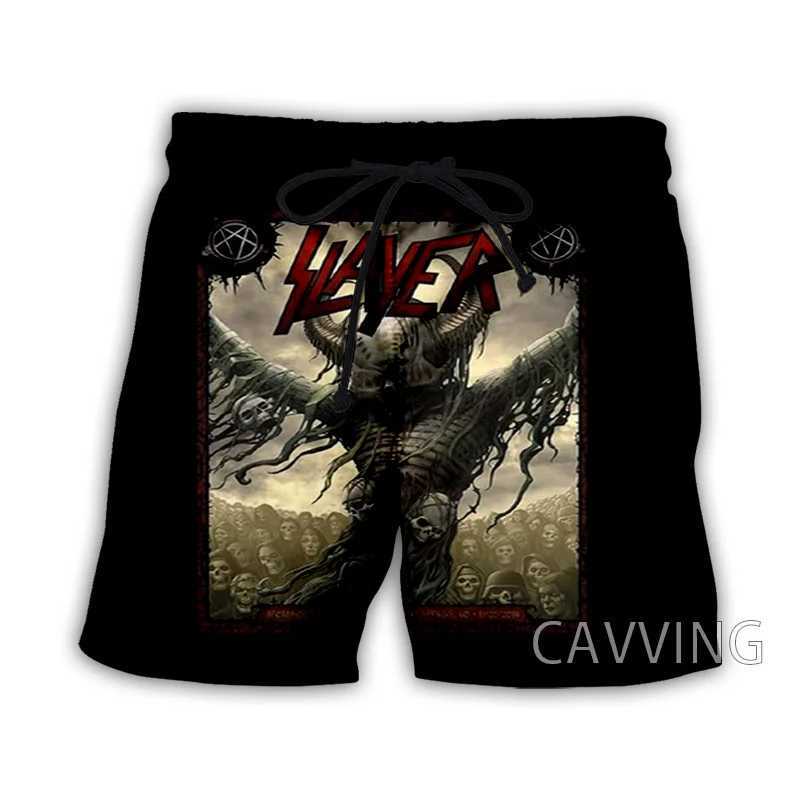 New Fashion 3D Print Slayer Rock Band Summer Beach Shorts Streetwear Men Quick Dry Vacation Casual Shorts J01 XJ250605