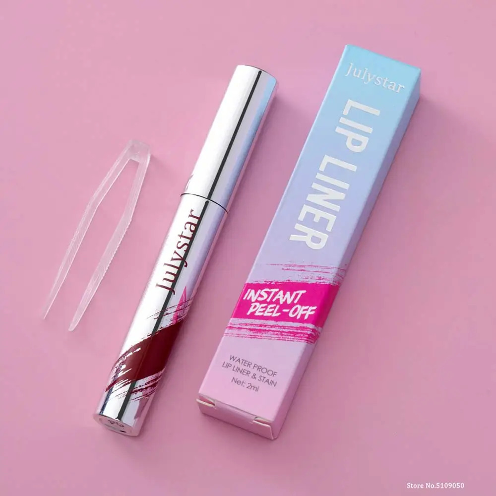 With Tweezers Instant Peel-off Lip Liner Stain Tattoo Lip Gloss Waterproof Tear-off Matte Lips Tint Red Brown Contour Stain 250605