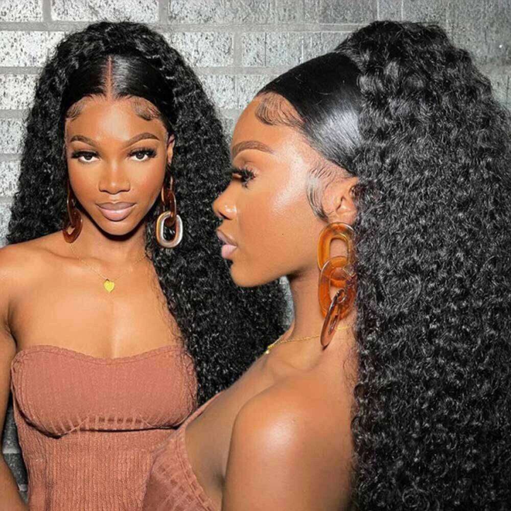 250 High Density Kinky Curly HD Lace Wig Frontal 13x6 Glueless Wigs Human Hair 30 Inch Wear and Go Deep Wave Front Pre Plucked