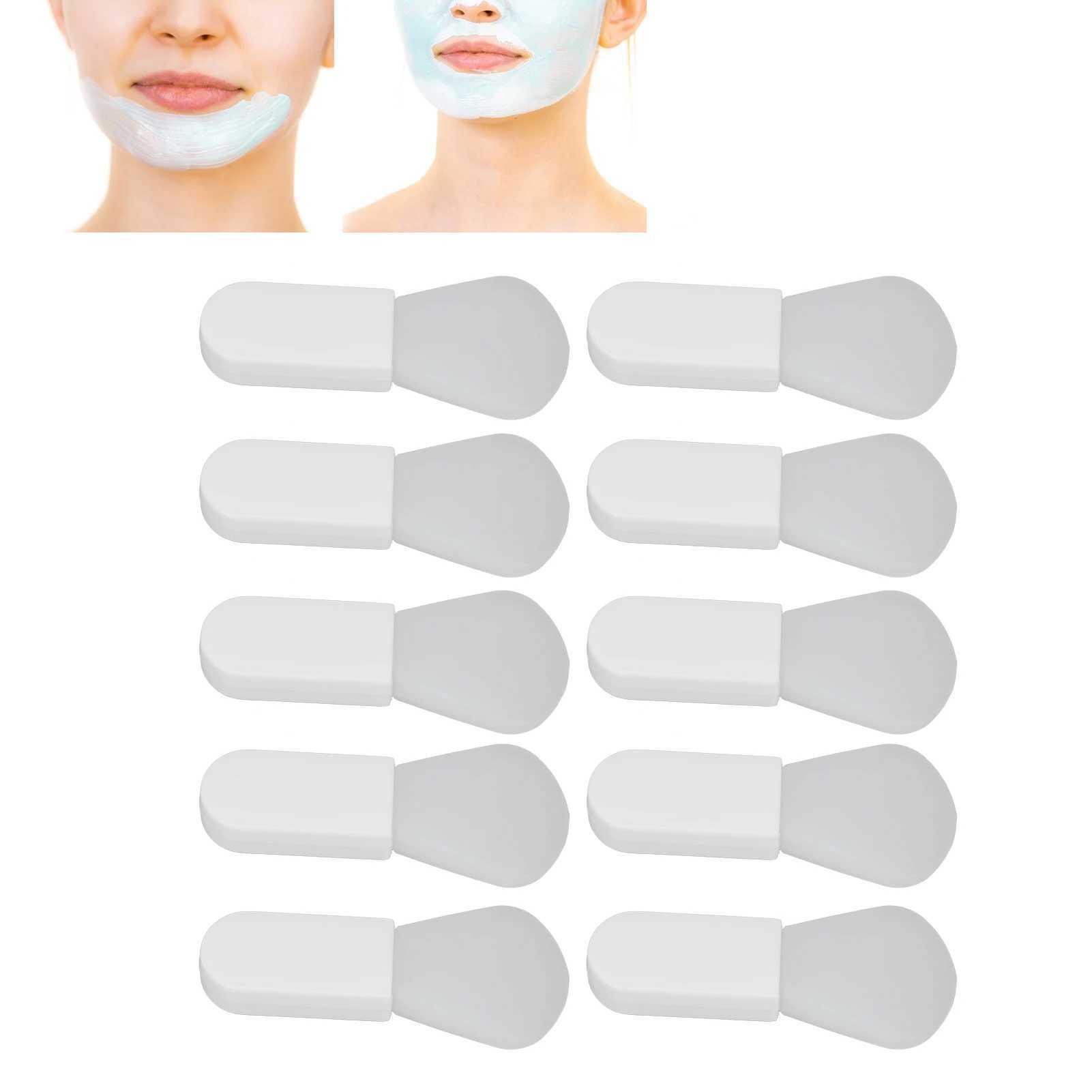 10Pcs Silicone Mask Brush Mini Short Handle Mud Applicator Portable Facial Beauty Tool White Fanshaped Type W250605