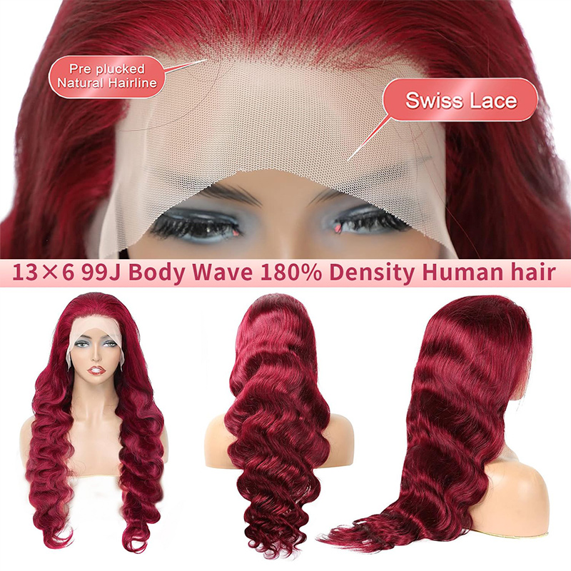 realistic looking deep scarlet human hairpiece feminine stylish