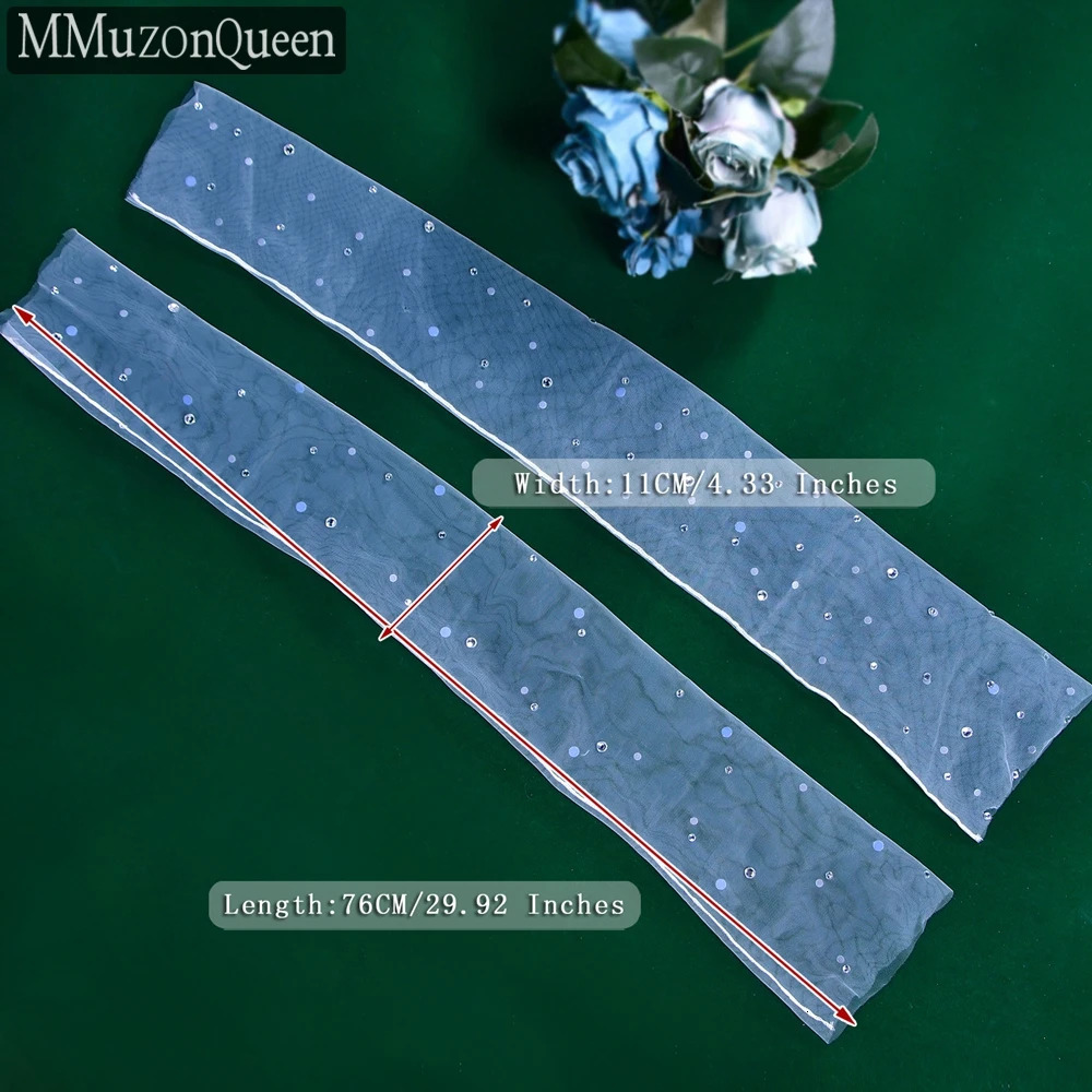 MMQ MM02 Long Bridal Gloves With Rhinestones Shiny Sexy Dress Gloves Long Fingerless Opera Gloves Tulle Gloves DIY Customizable 250530