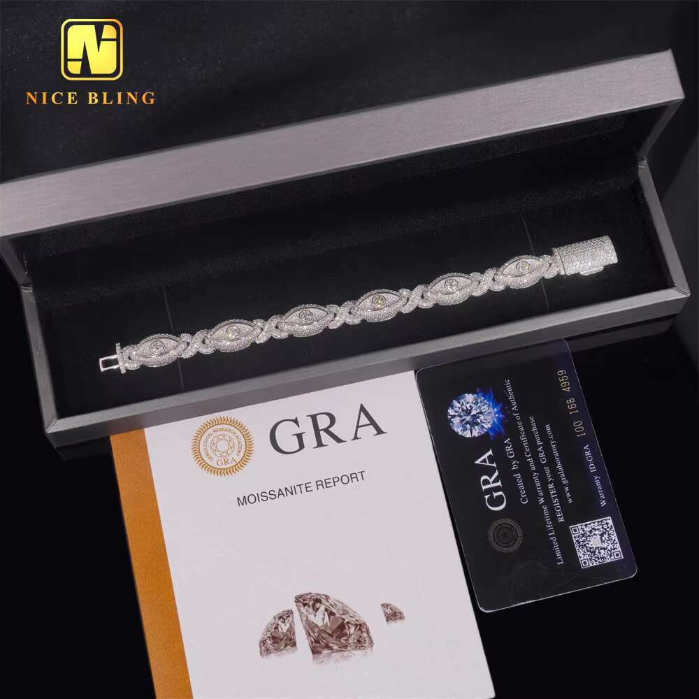 Pass Diamond Tester 925 Silver Gold Plated Hip Hop Jewelry Custom Infinite Eyes 8-character Chain VVS Moissanite Cuban Bracelet