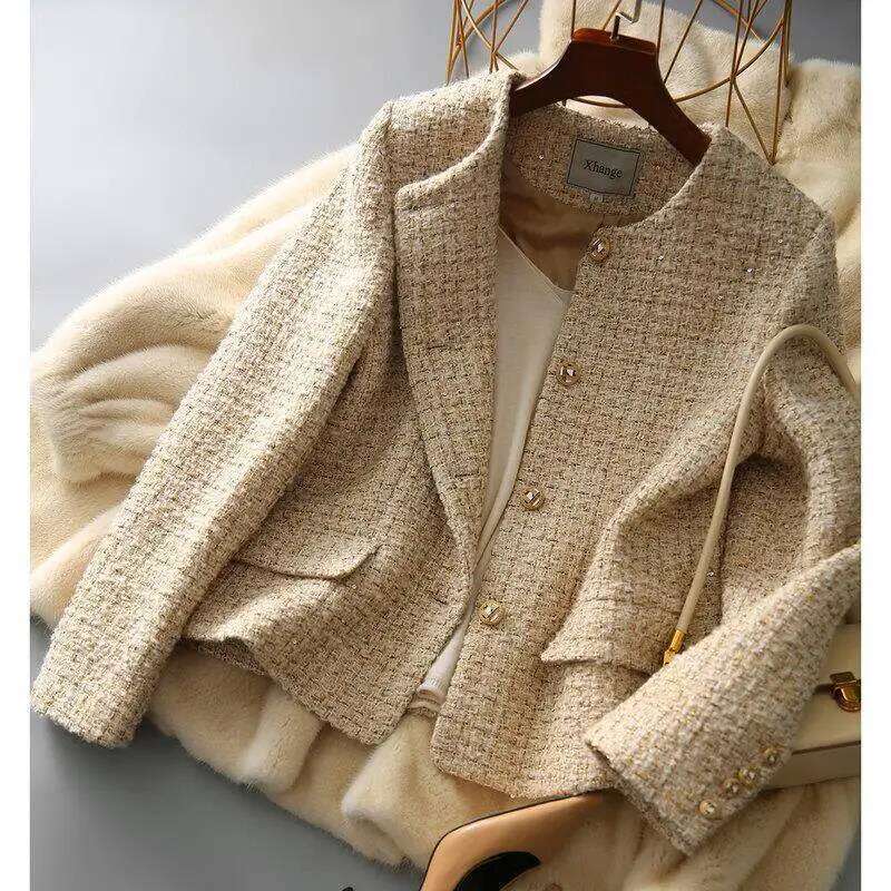 Coats Designer Women 2022 Spring Autumn New Coat Women's Slim Short Suit Single Breasted Round Neck Blazers Designer