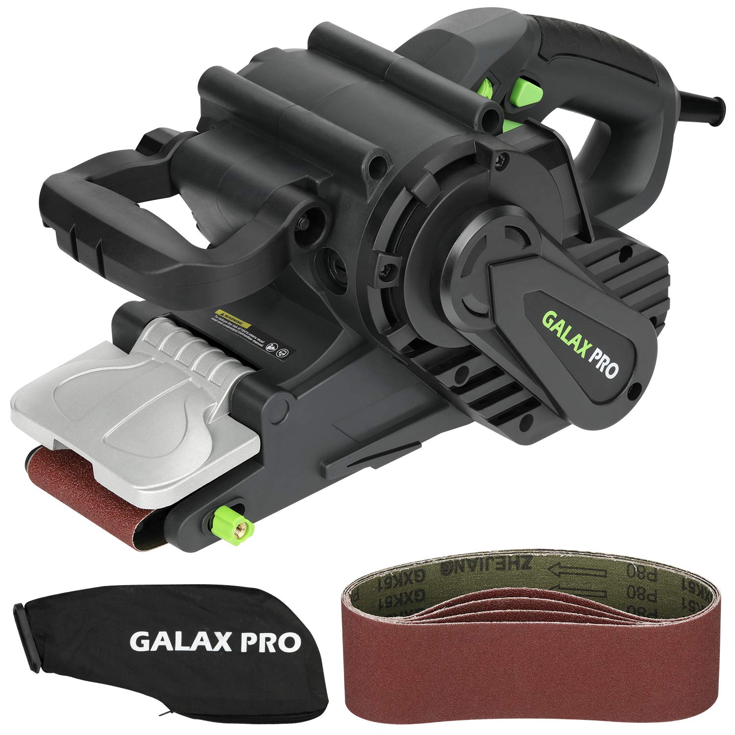 GALAX PRO 1010W Belt Sander, 120-380 RPM Variable Speed Settings, Dust Bag 5 Sanding Belts (76x533 MM)