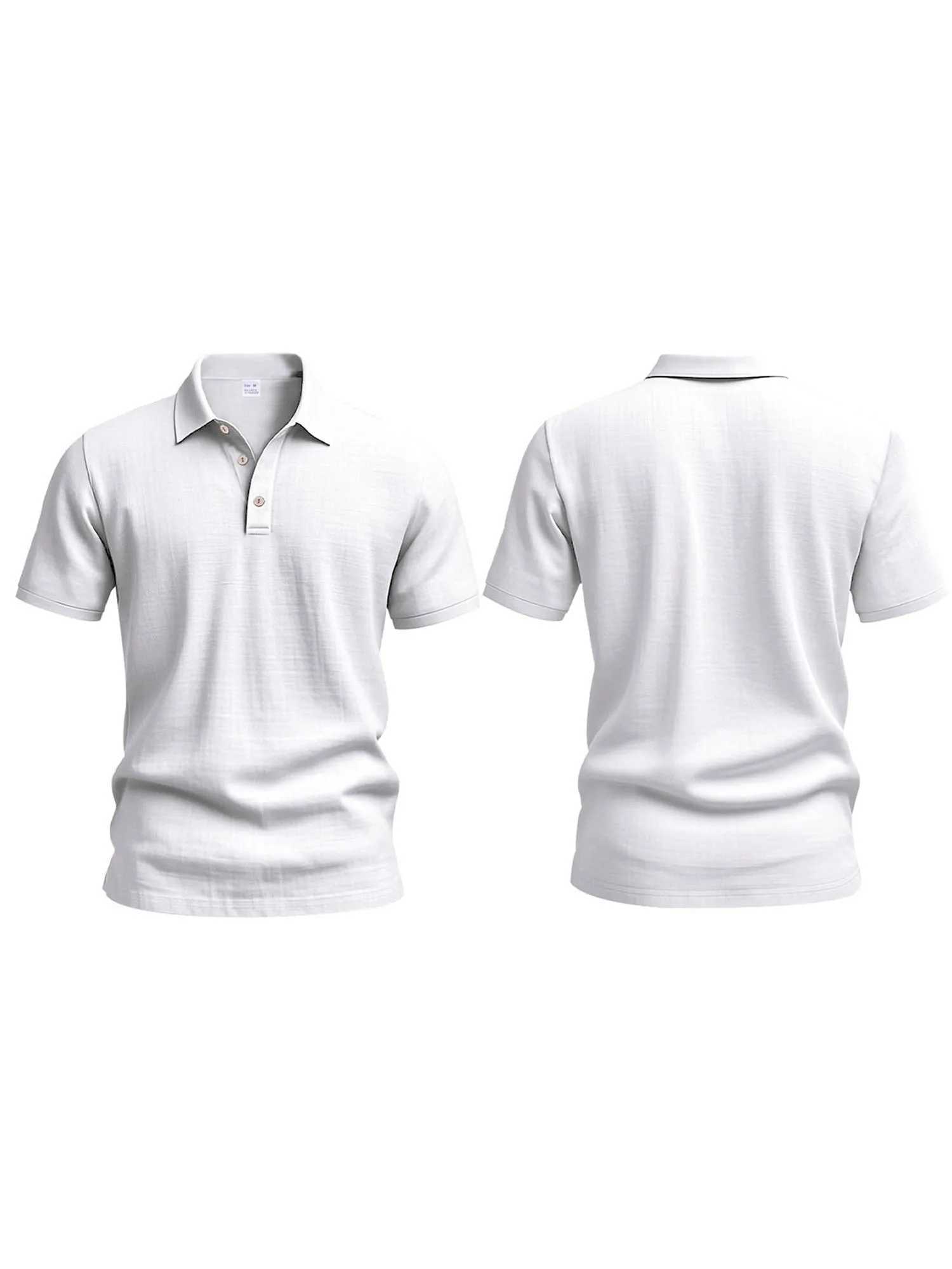 Mens Casual Short Sleeve Linen Shirt with Lapel Collar and Button Detail - Lightweight Summer Top for a Stylish Look XJ250605