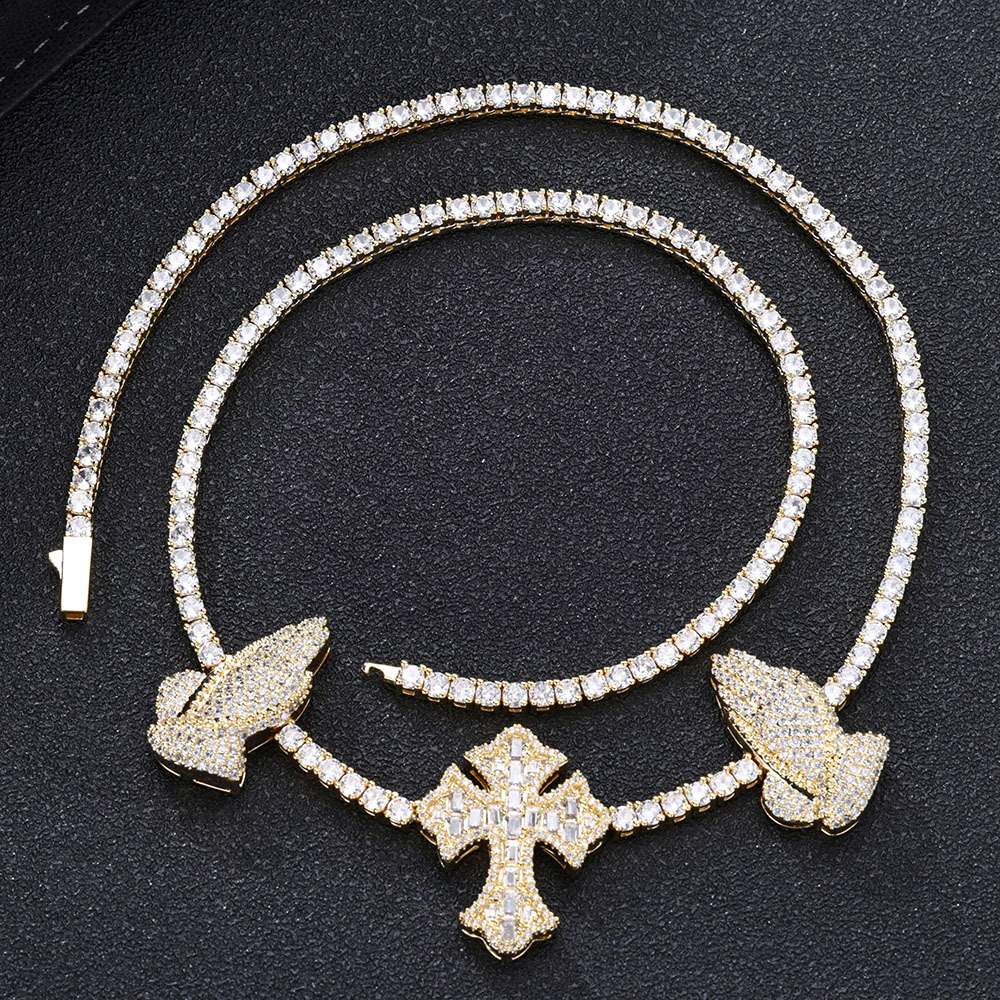 Hip Hop Heart Shape Cuban Chain Necklace 5A Zircon Gold Plated Jewelry Mens Women Lover Jewelry Gift