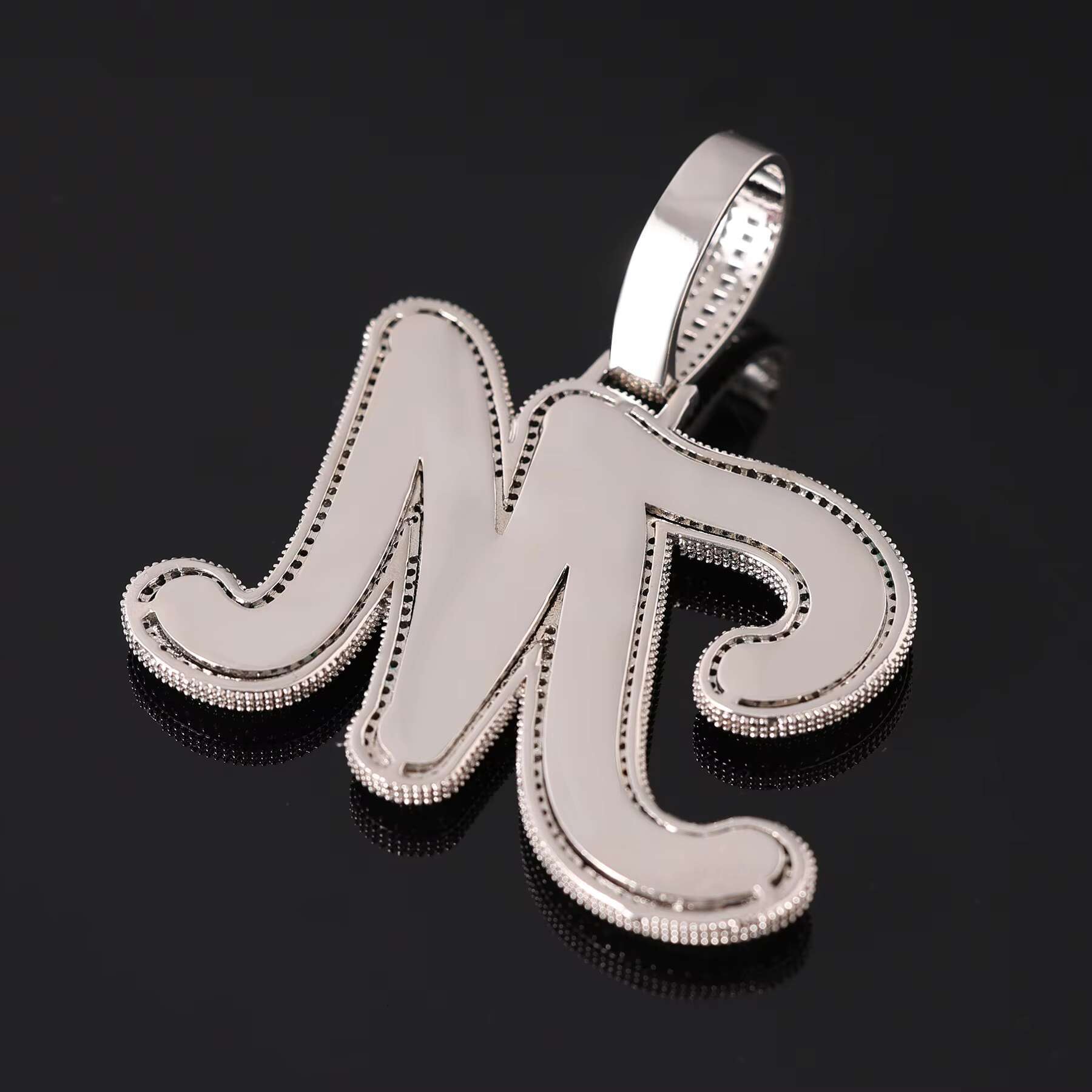 New Arrival Initials Single Cursive Letter Pendant Necklace Baguette Big Letter A-Z Birthday Gift Women Men Fashion Jewelry