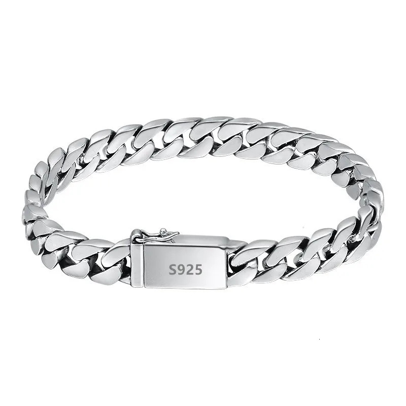 Vintage Silver S925 Sterling Silver Bracelet Miami Cuban Mens Trend Bracelet Casual Business Party Jewelry Gift 250604