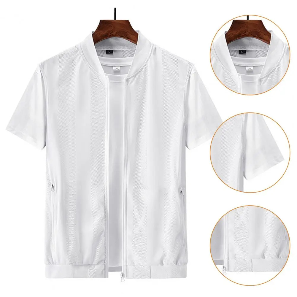 Skintouching Men Breathable Hollow Hiking Waistcoat Quick Drying Fishing Vest Pockets Streetwear 250605Z