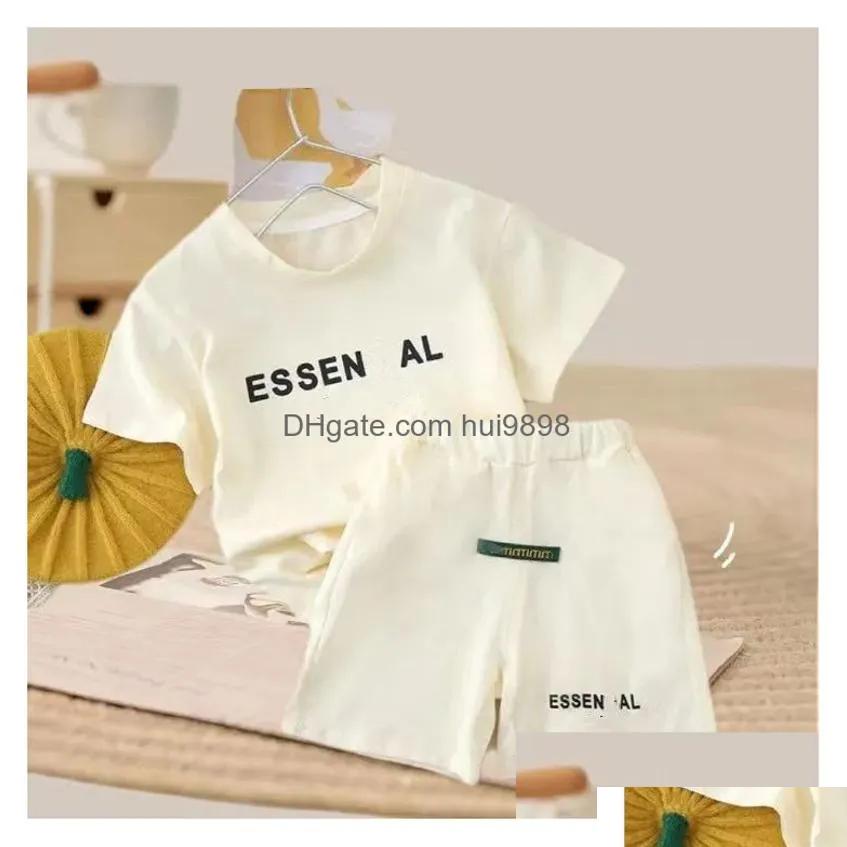 Clothing Sets 2024 Fashion Brand Summer Designers Clothes Cotton Baby Leisure Sports Boy Girls Tshirt Shorts Kids Outfits 16 Years D Dhrux