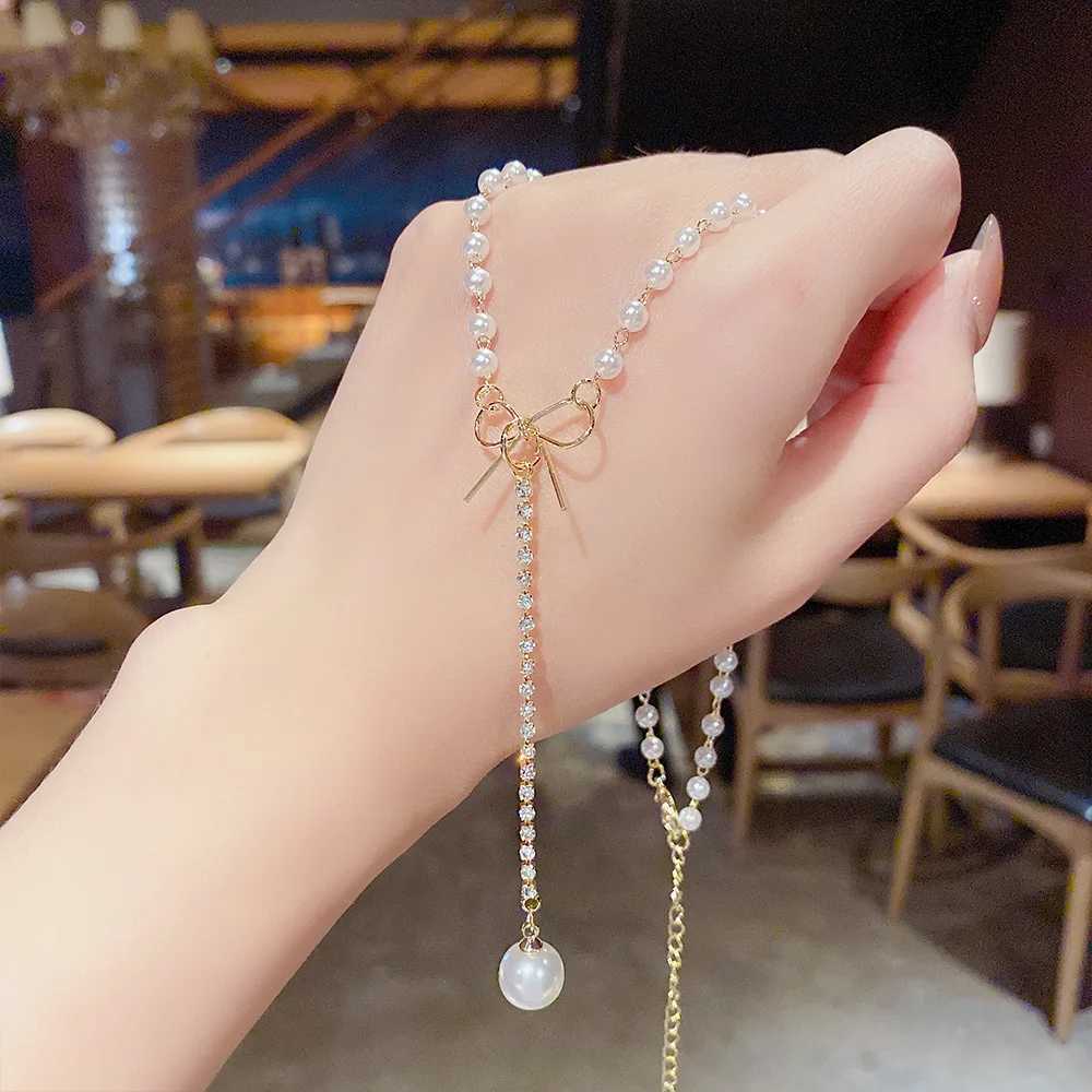Korean Light Luxury Pearl Butterfly Necklace Womens Simple Pendant Accessories Necklace for Women Party Accessories Gift XJ250604