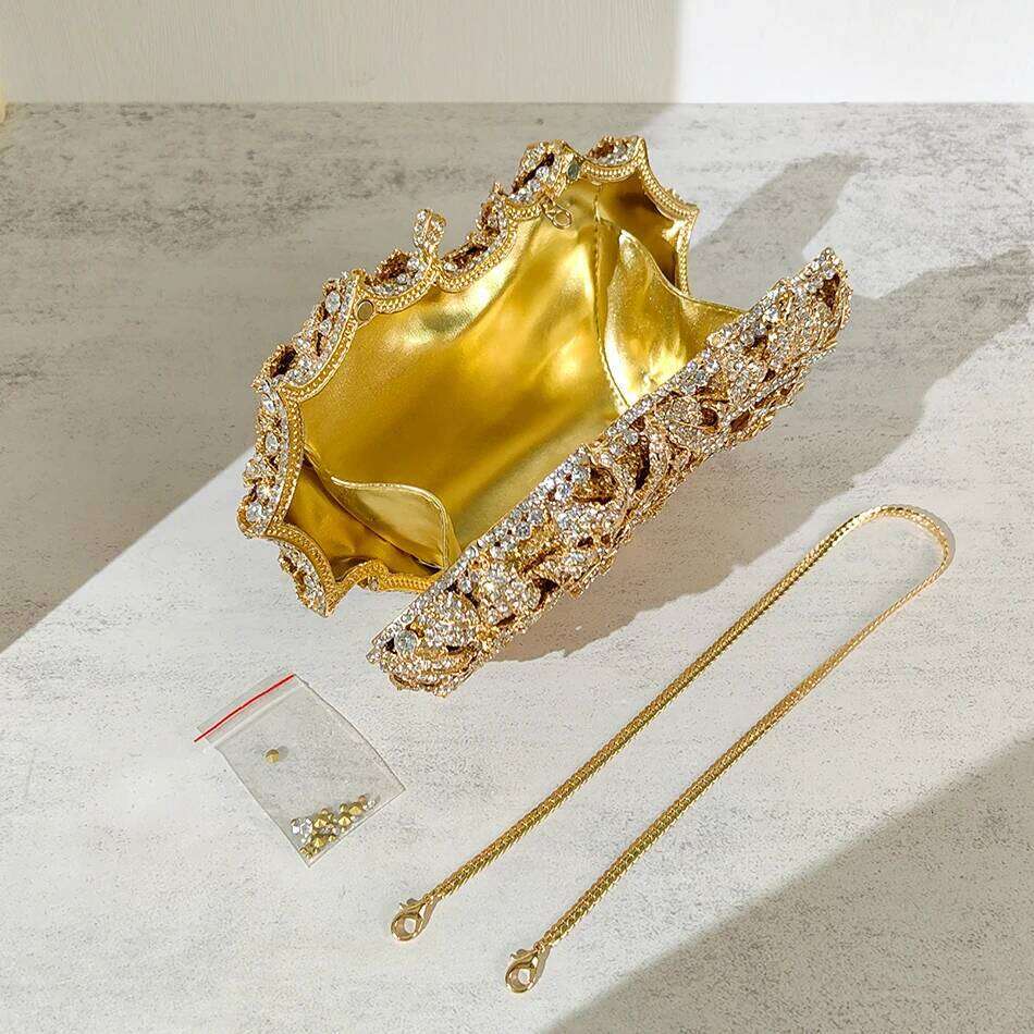 Rose Crystal Evening Clutch Bags Women New Boutique Sparkling Dia Flower Purses And Handbags Wedding Party