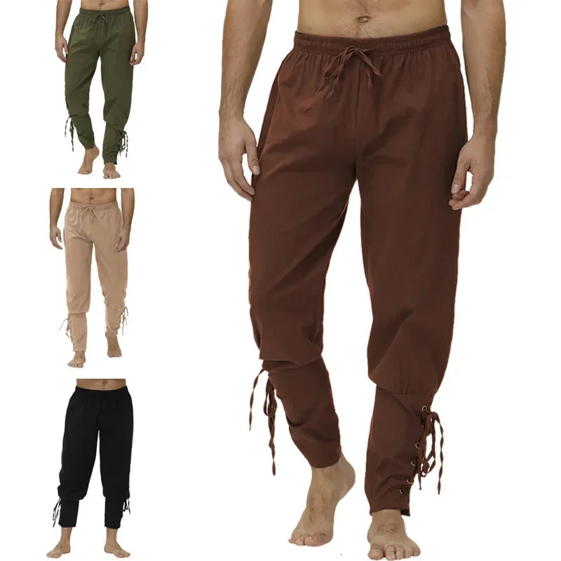 Drawstring Pirate Pant Viking Costume for Men Renaissance Medieval Pants Halloween Adult Cosplay Trendy Streetwear 250605Z