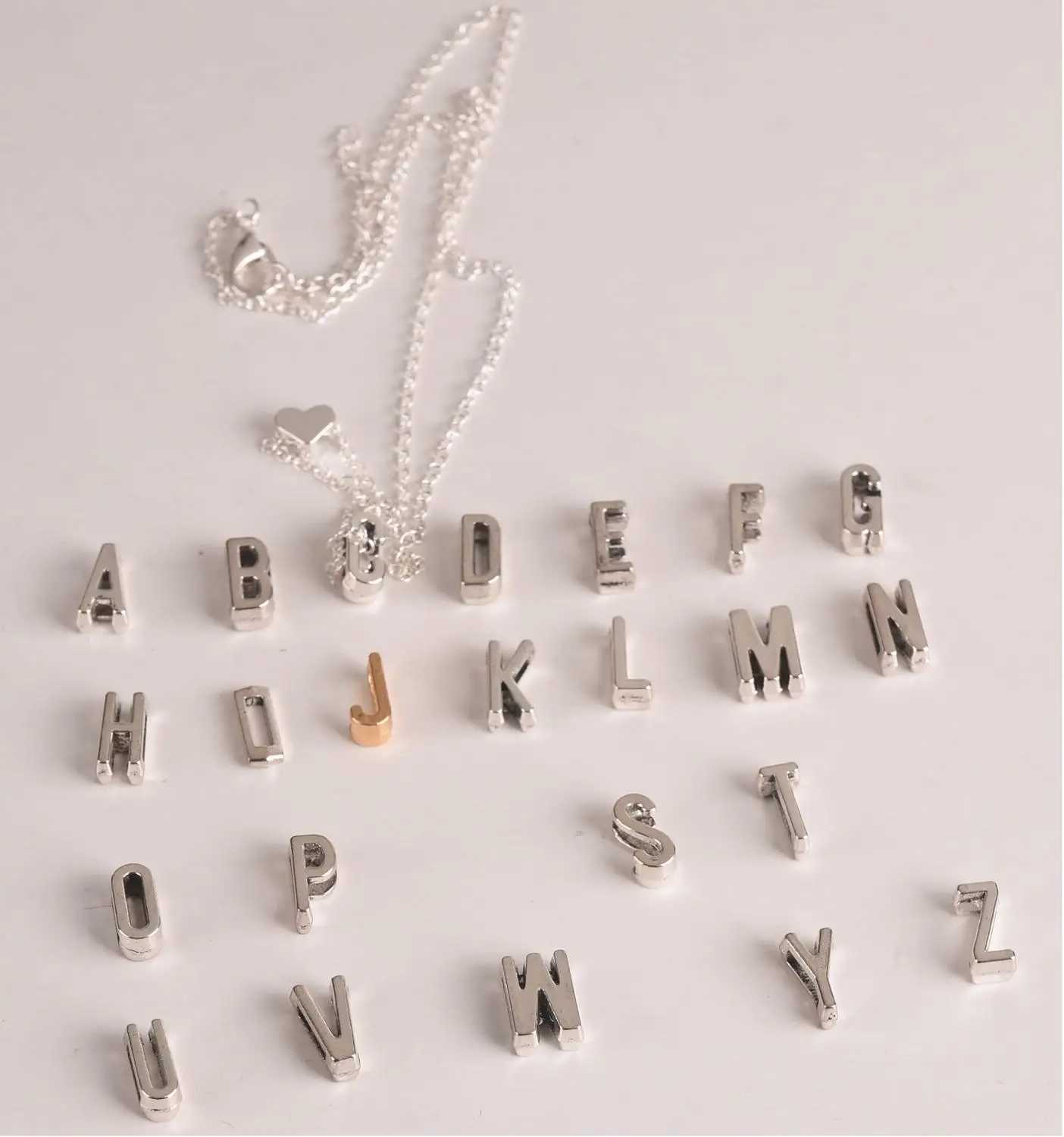 Letter Alphabet Heart Pendant Necklace First Name Plated Metal Chain Women Girls Gift XJ250604