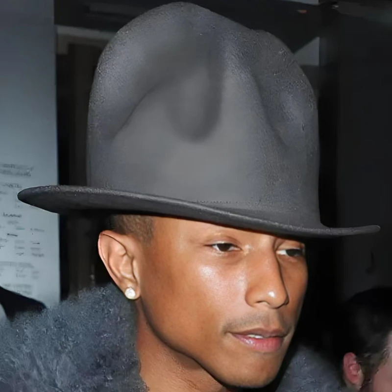 pharrell Hat Felt Hat for Woman Men caps Black Top cap Male 100% Australia Wool Cap Hat Height 18cm Solid Classic Fedoras Cap 250605