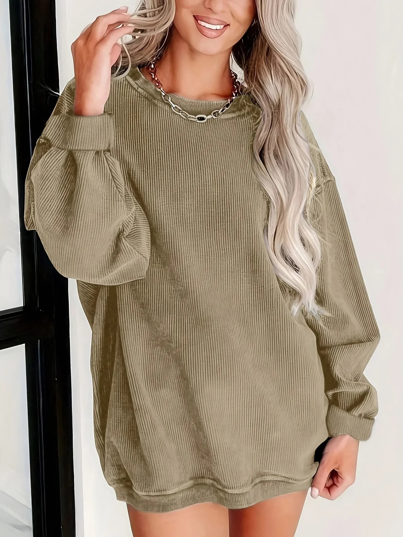 Womens Plus Size 1XL5XL Fashionable Solid Color Round Neck Comfortable Hooded Casual Long Sleeve Sportswear 250604