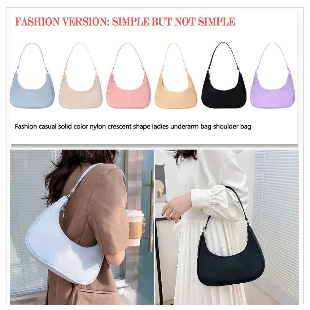 New Vintage PU Leather Casual Nylon Women Small Underarm Shoulder Bags Female Daily Simple Solid Color Pleated Handbags XJ250605