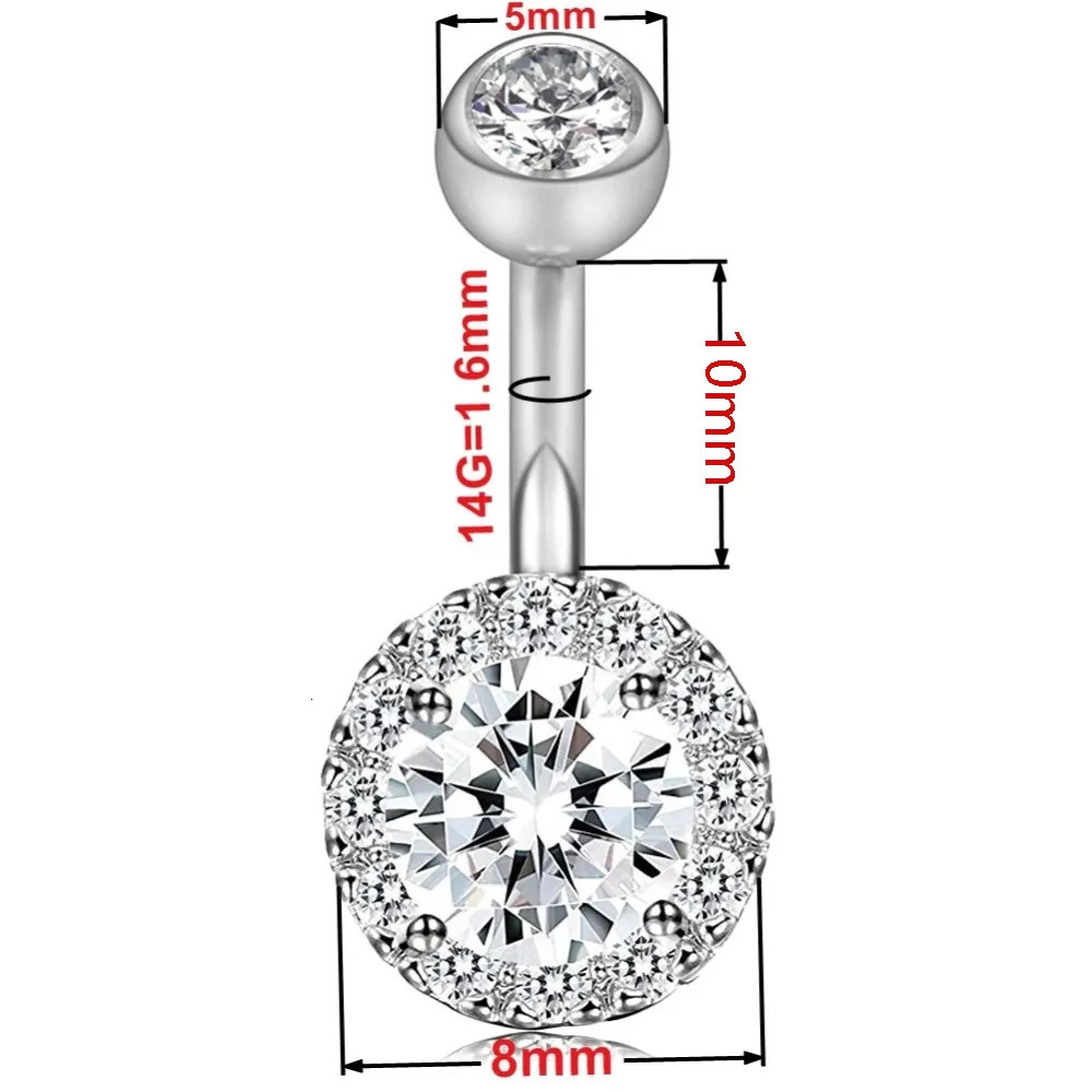 4 Pcs Belly Button Rings 10MM Stainless Steel 14G CZ Navel Rings Barbells Studs Women Girls Body Piercing Jewelry 250530