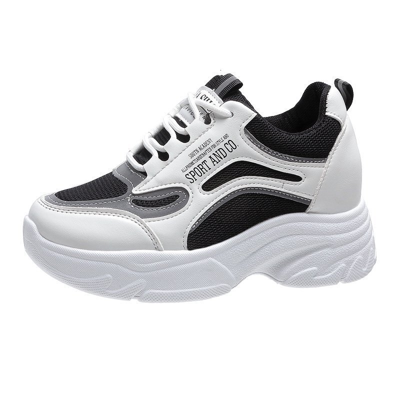 Women S Hidden Heel White Casual Shoes Sneakers Spring Summer Mesh Breathable Casual For Petite Thick Sole Slimming Color Block Dad Shoes Ddmysaturn