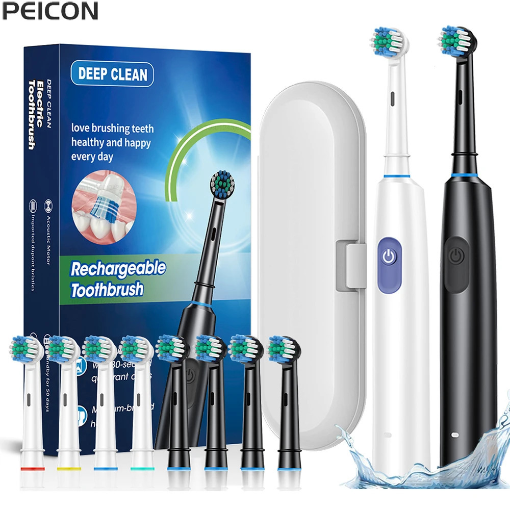 Electric Toothbrush Rotary Rechargeable Electric Toothbrush for Adults Rotating Electric Toothbrushes with 8 Soft Brush Heads 250604